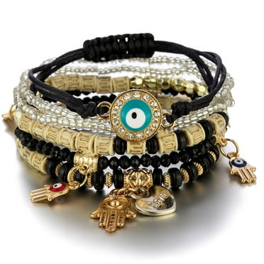 Wholesales 3Pcs/set Evil Eyes Beads Lucky Bracelet Braided Bangle Women Jewelry
